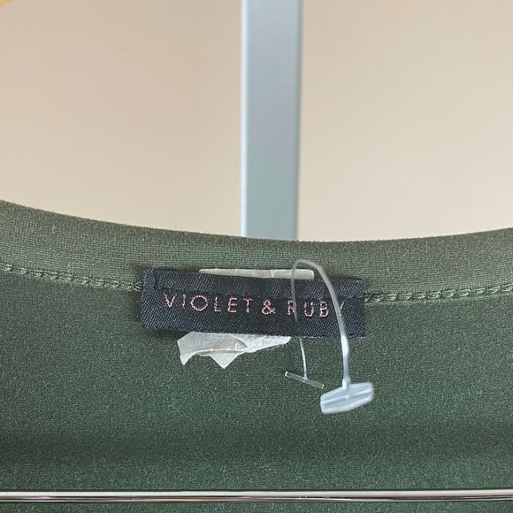 Violet & Ruby Large Momlife Maternity Ruched Tee Olive Green Earth Tone - Picture 3 of 6